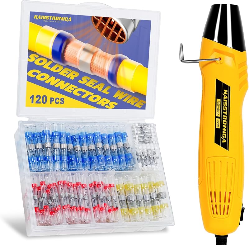120 Pzas Conectores Soldadura Kit Pistola Calor