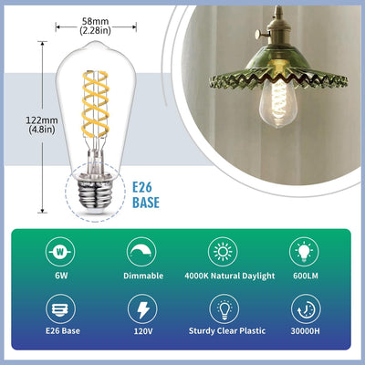 16 Pzas Bombillas Led Edison E26 60W Blanco Neutro 4000K