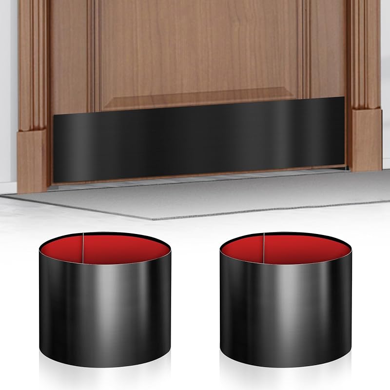 2 Placas Autoadhesivas Acero Inox 8x34" Puerta Negro
