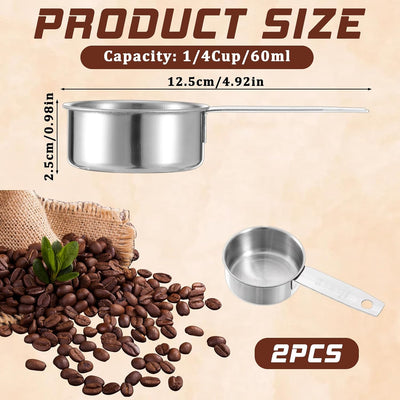 2 Tazas Medidoras Acero Inox 2oz Cuchara Metal para Gatos