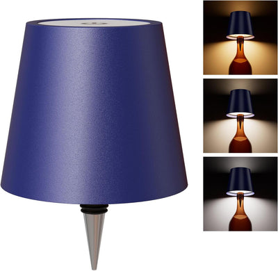 Lámpara botella inalámbrica 3 temperaturas led recargable azul
