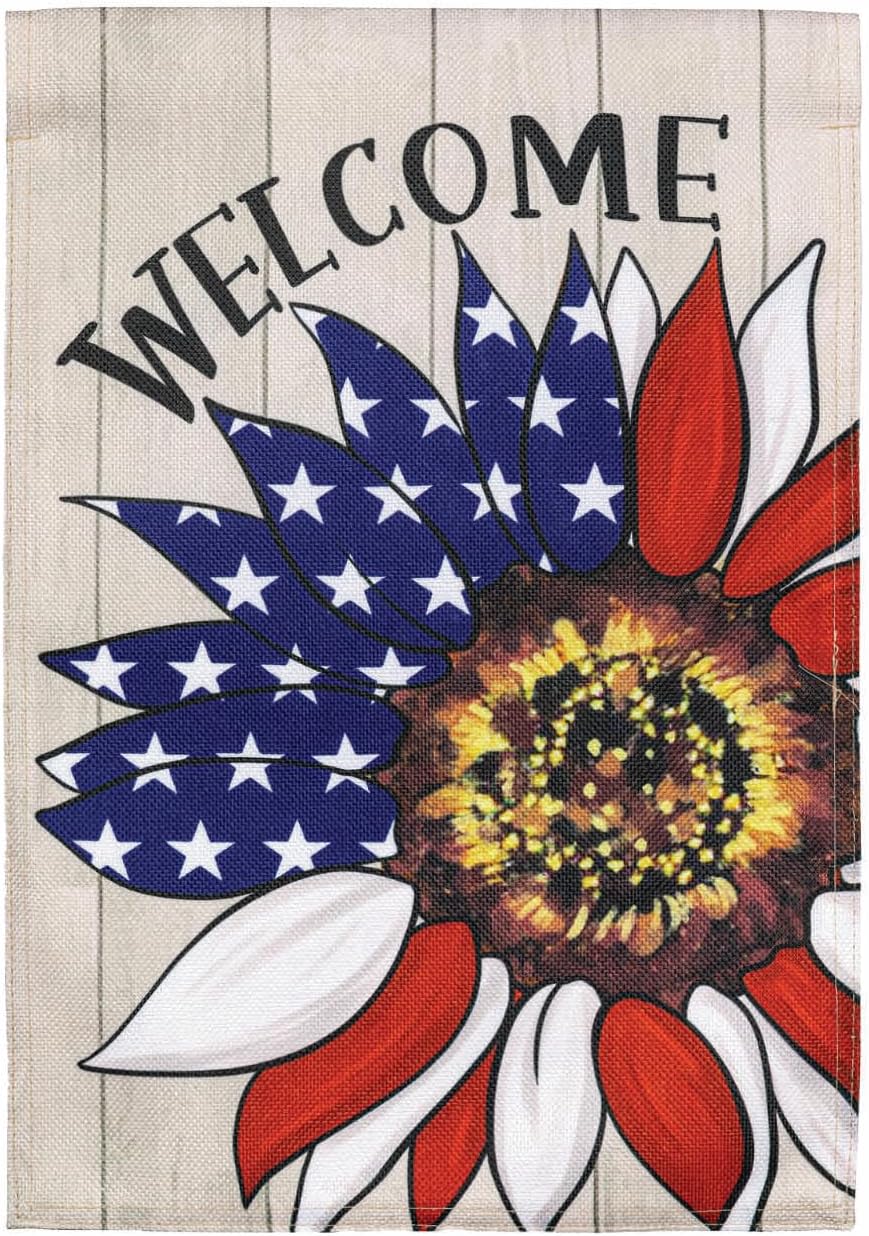 Bandera patriótica doble cara 12x18" para jardín y porche