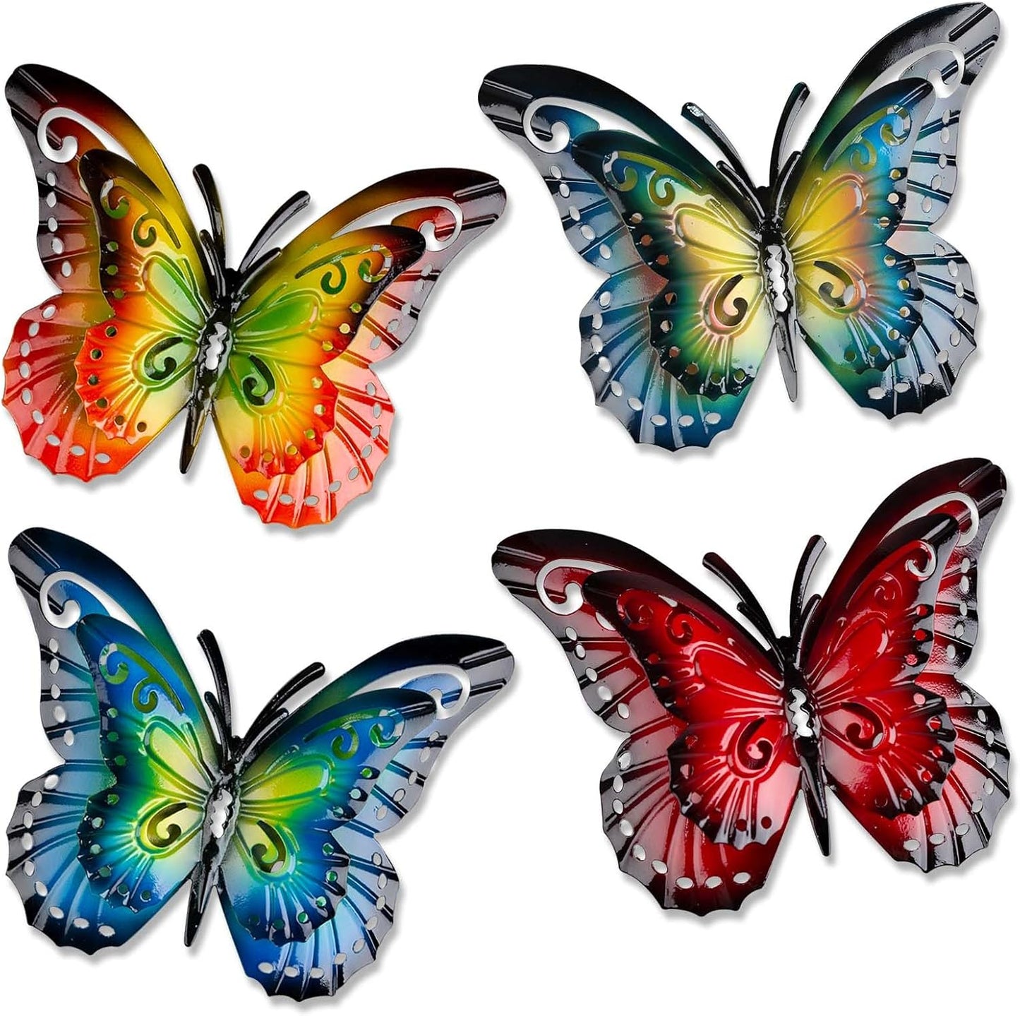 Decoración pared mariposa metal 6.5" jardín patio