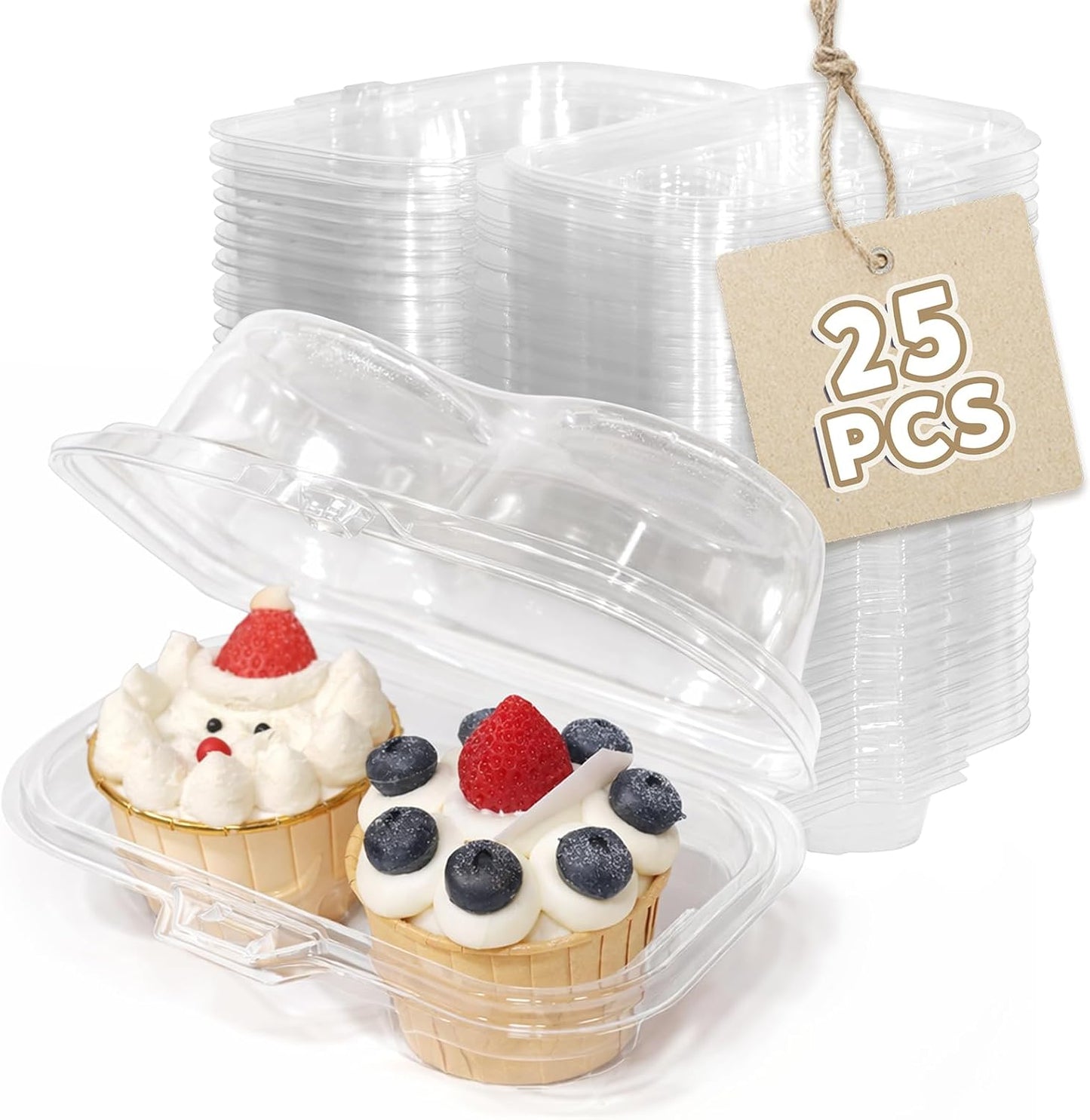 Set 2 Recipientes Cupcakes Plástico Transparente