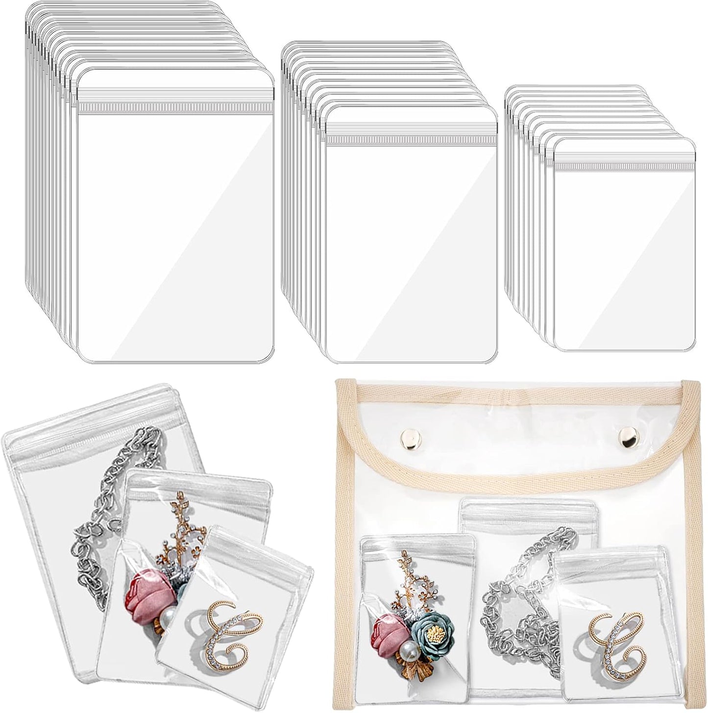 110 bolsas organizadoras joyas PVC con cremallera