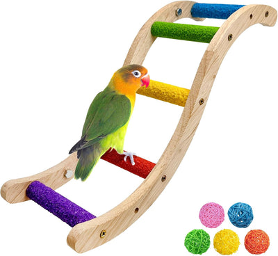 Escalera madera para pájaros loros puente masticable jaula
