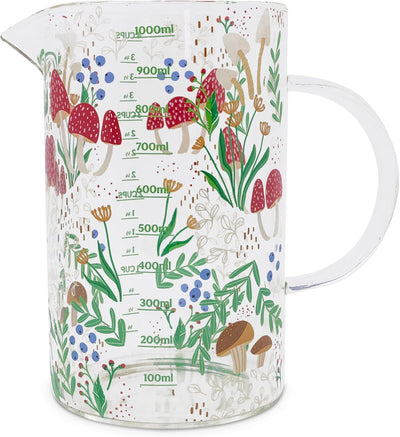 Taza medida hongo vidrio 1000ml cocina cottagecore