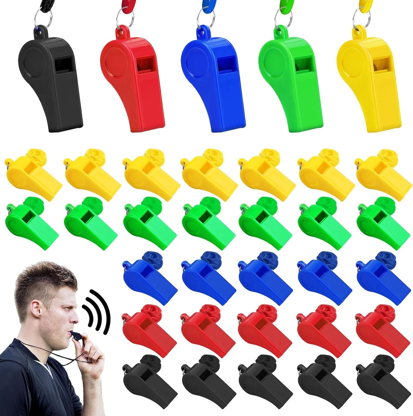 50 Silbatos Plástico Sonido Fuerte para Entrenadores Árbitros