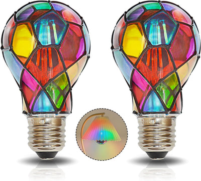 Set 2 Bombillas LED Vidrio Manchado E26 A60 Multicolor