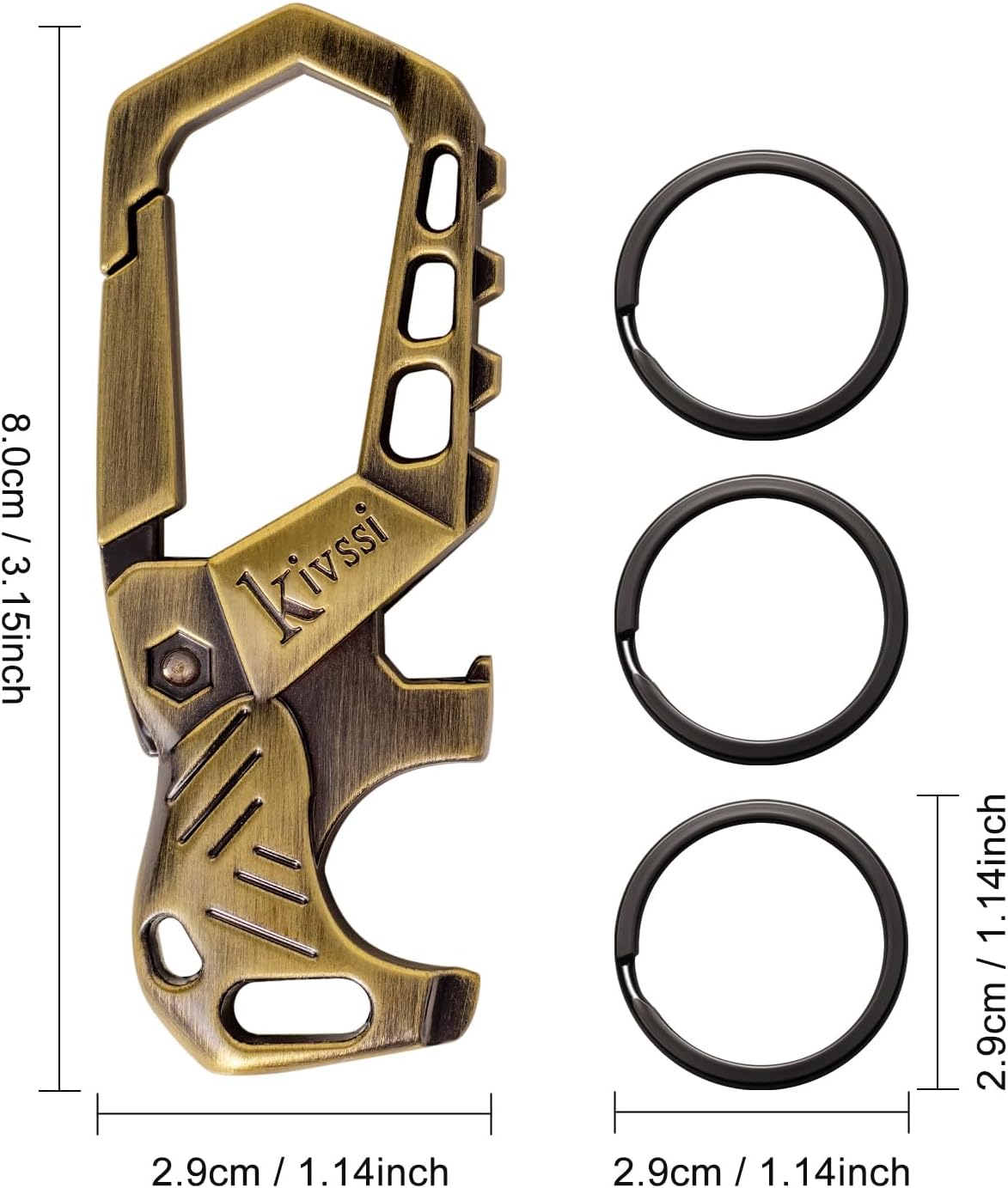 Llaveros metal resistentes con clip y abridor 3 pzas