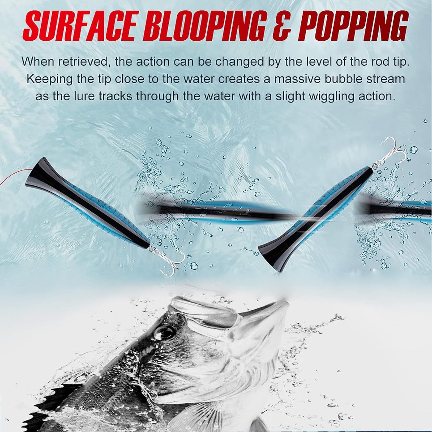 Señuelo Popper 3D para Pesca en Agua Salada y Dulce