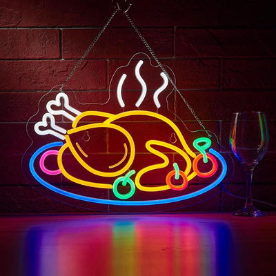 Letrero neón Pollo Asado LED regulable USB para decoración