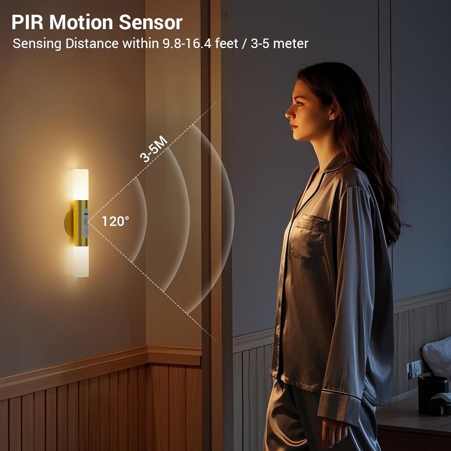 Apliques pared sensor movimiento luces LED recargables