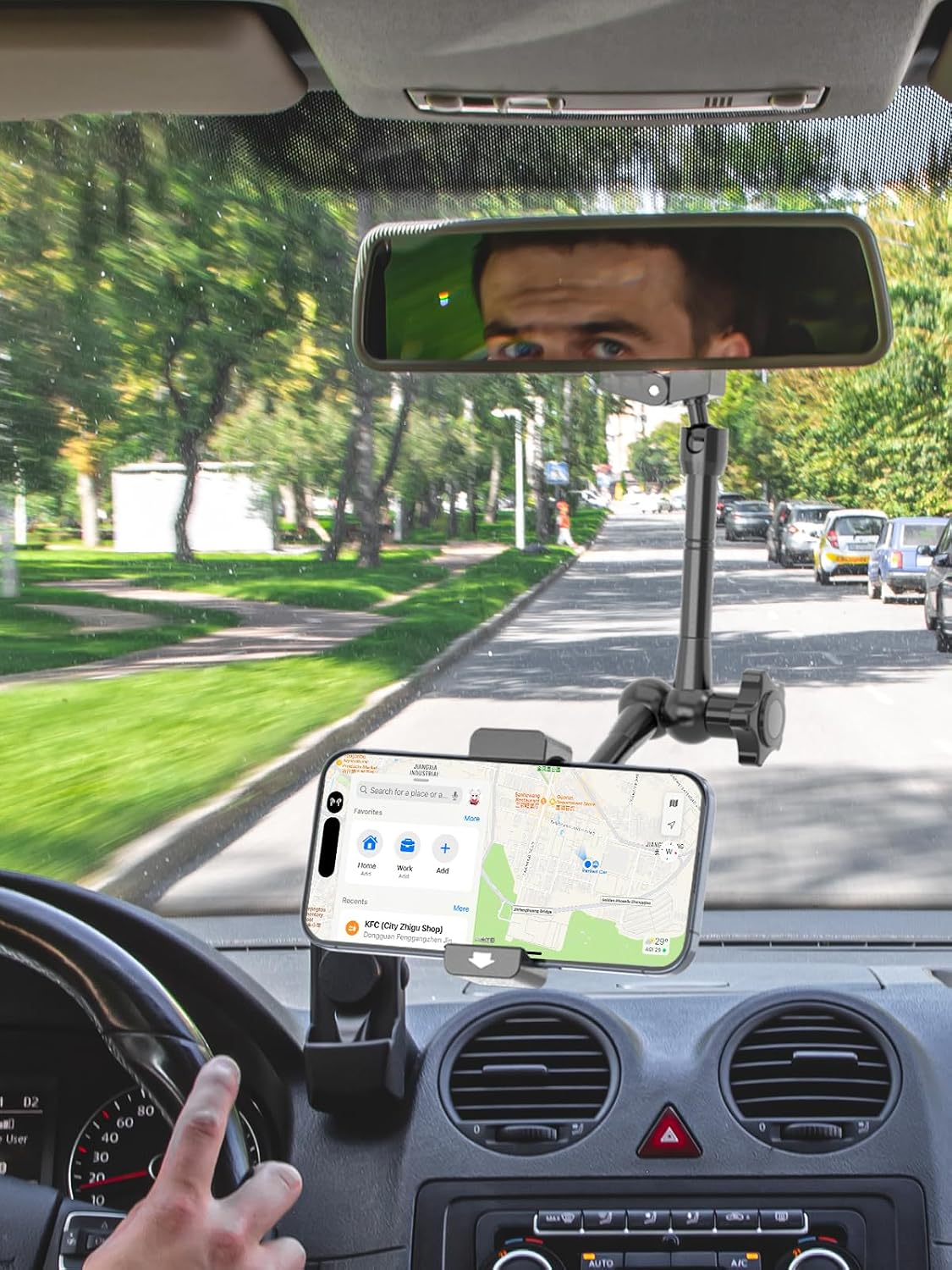 Soporte teléfono automóvil brazo metálico retrovisor