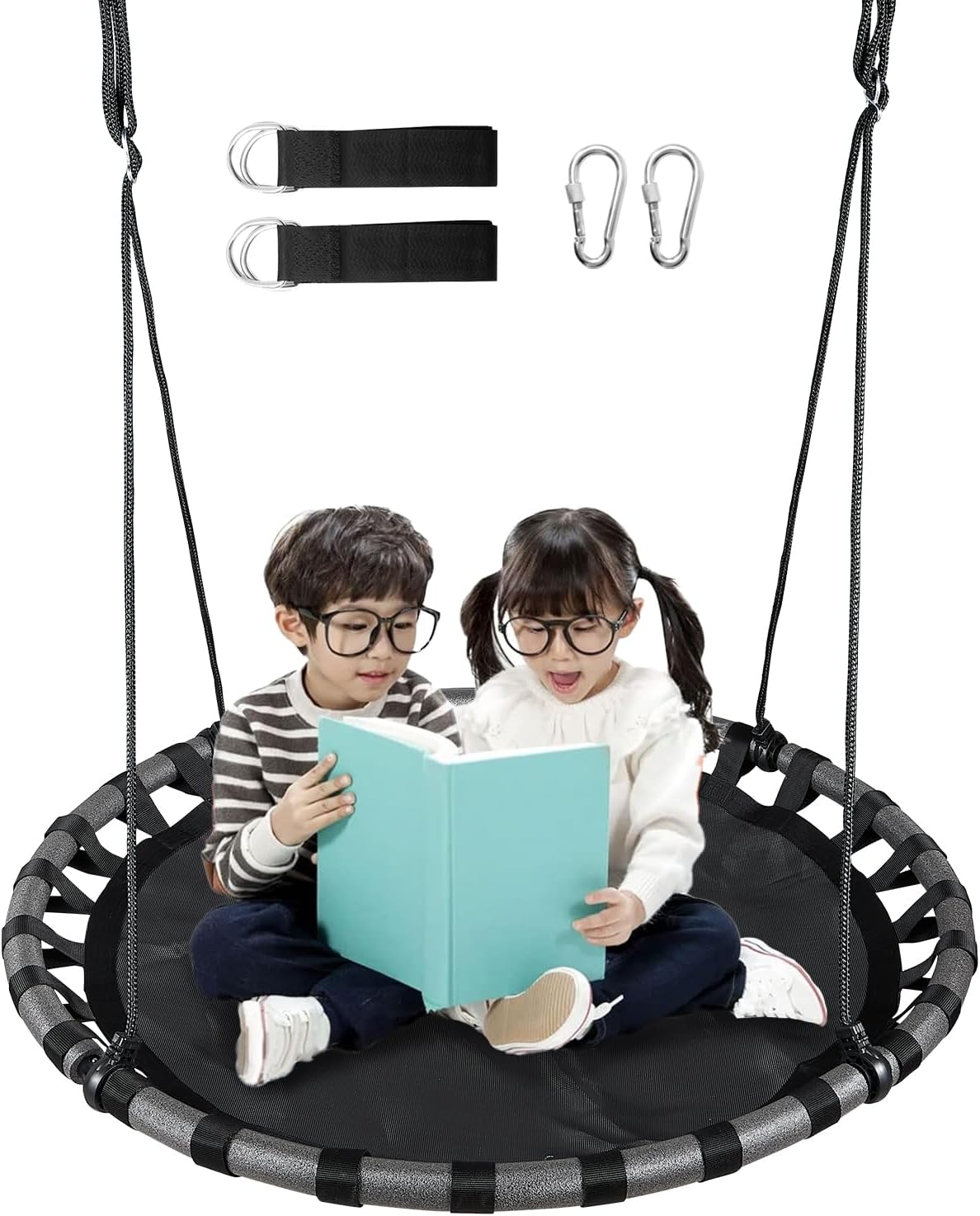 Columpio redondo niños 43pulg negro impermeable