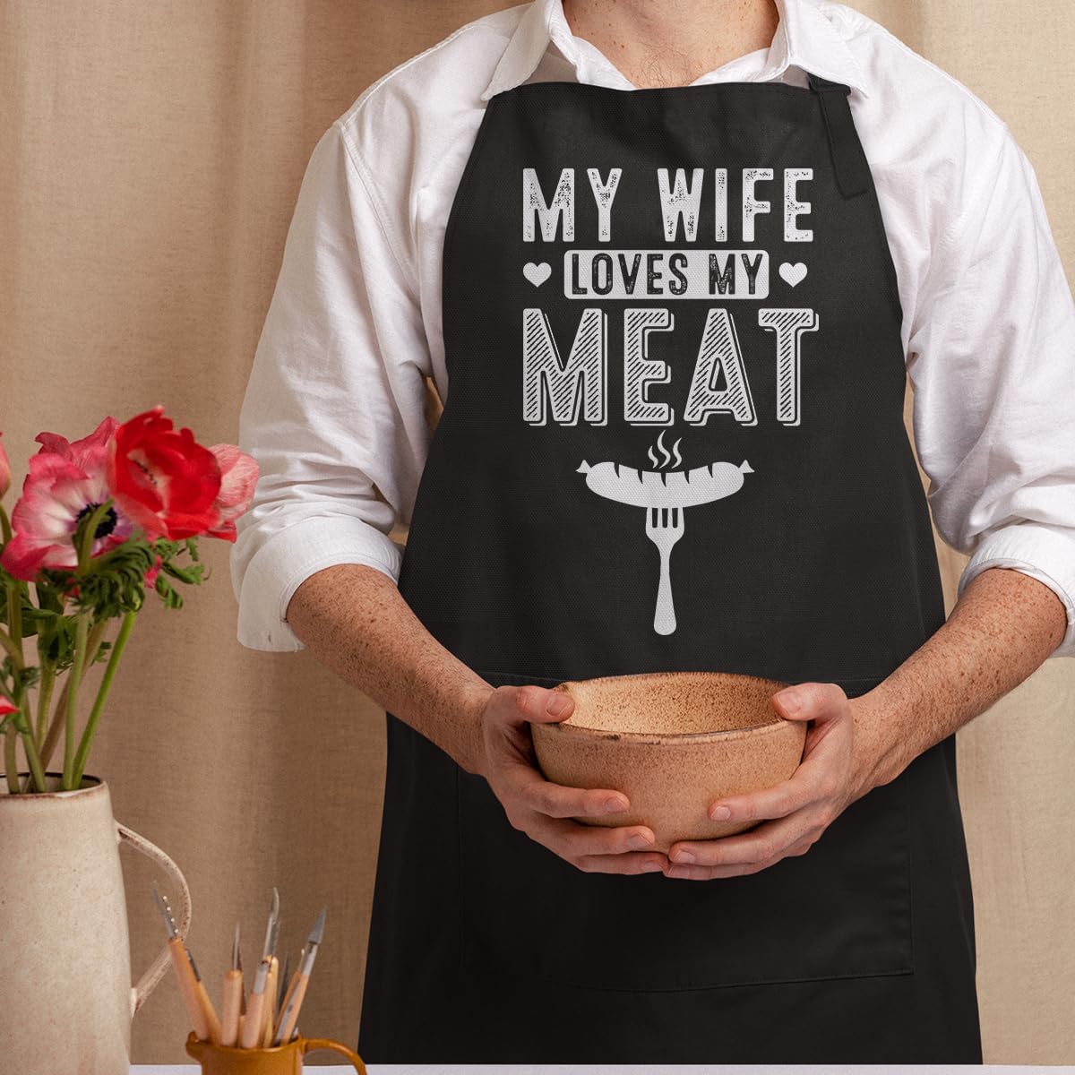 Delantal para hombre con bolsillos para cocina BBQ cumpleaños padre
