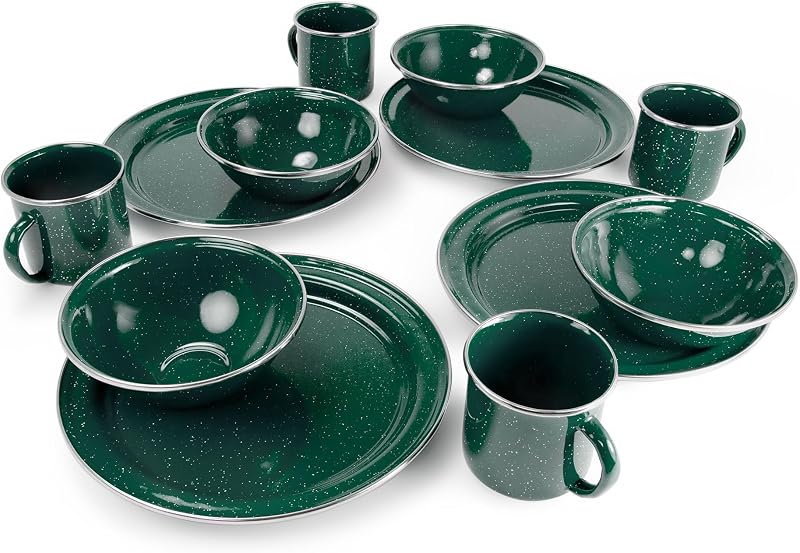 Set mesa campamento 4 I con platos cuencos tazas