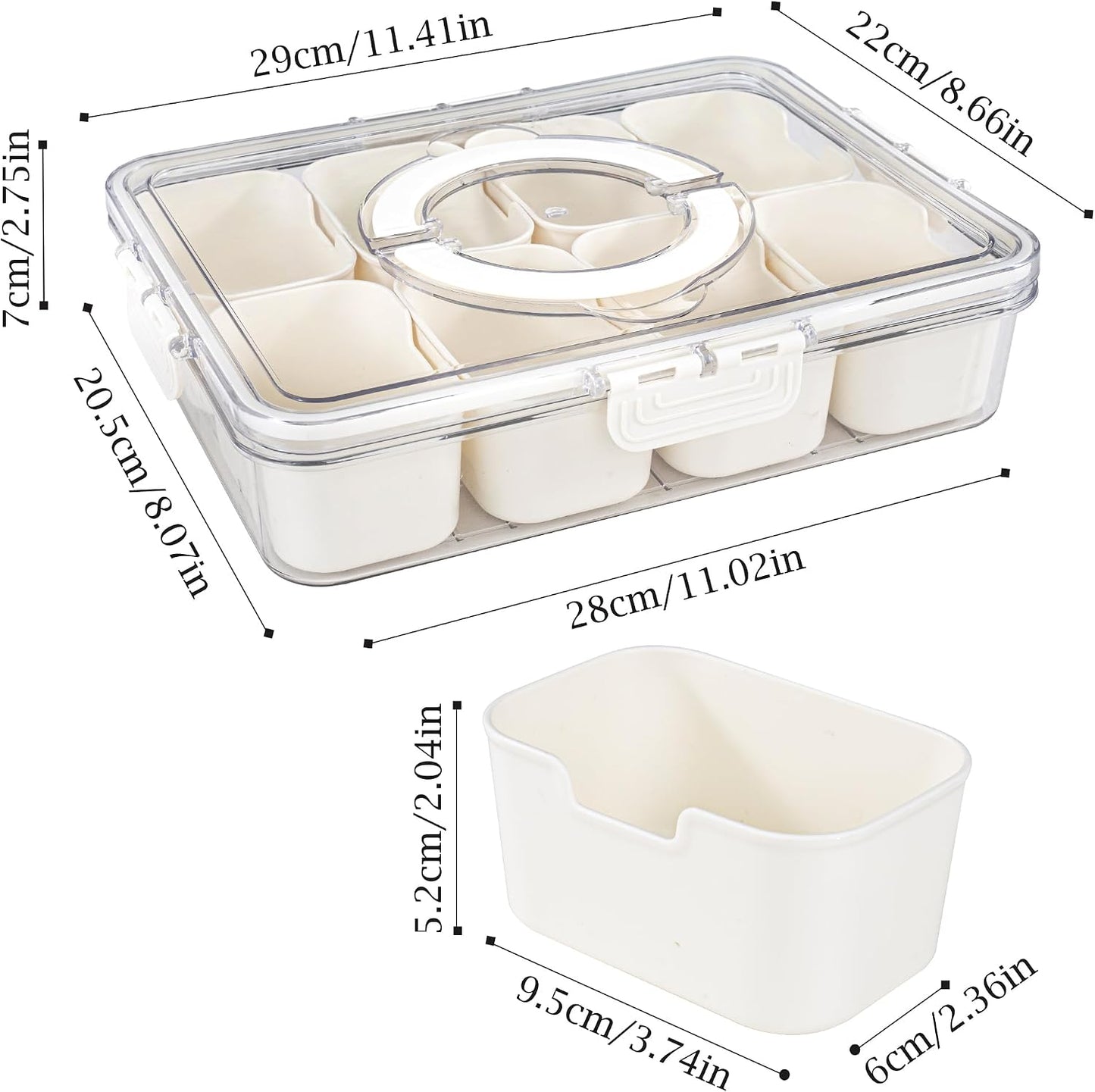 Bandeja servir con tapa asa organiz. transparente