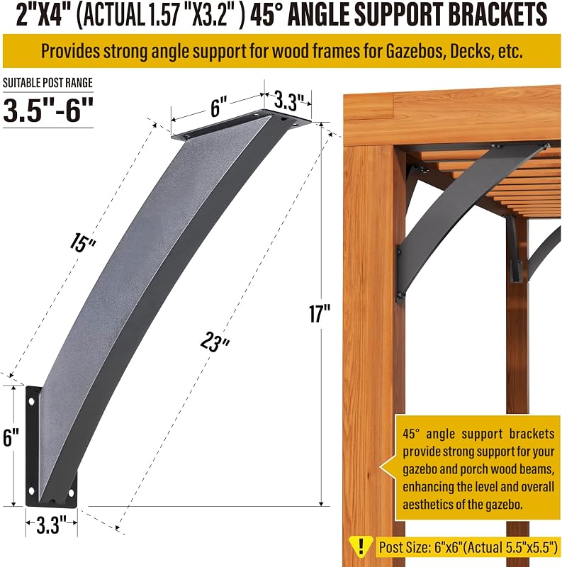 Soporte 45° para viga madera cenador 4 Pzas