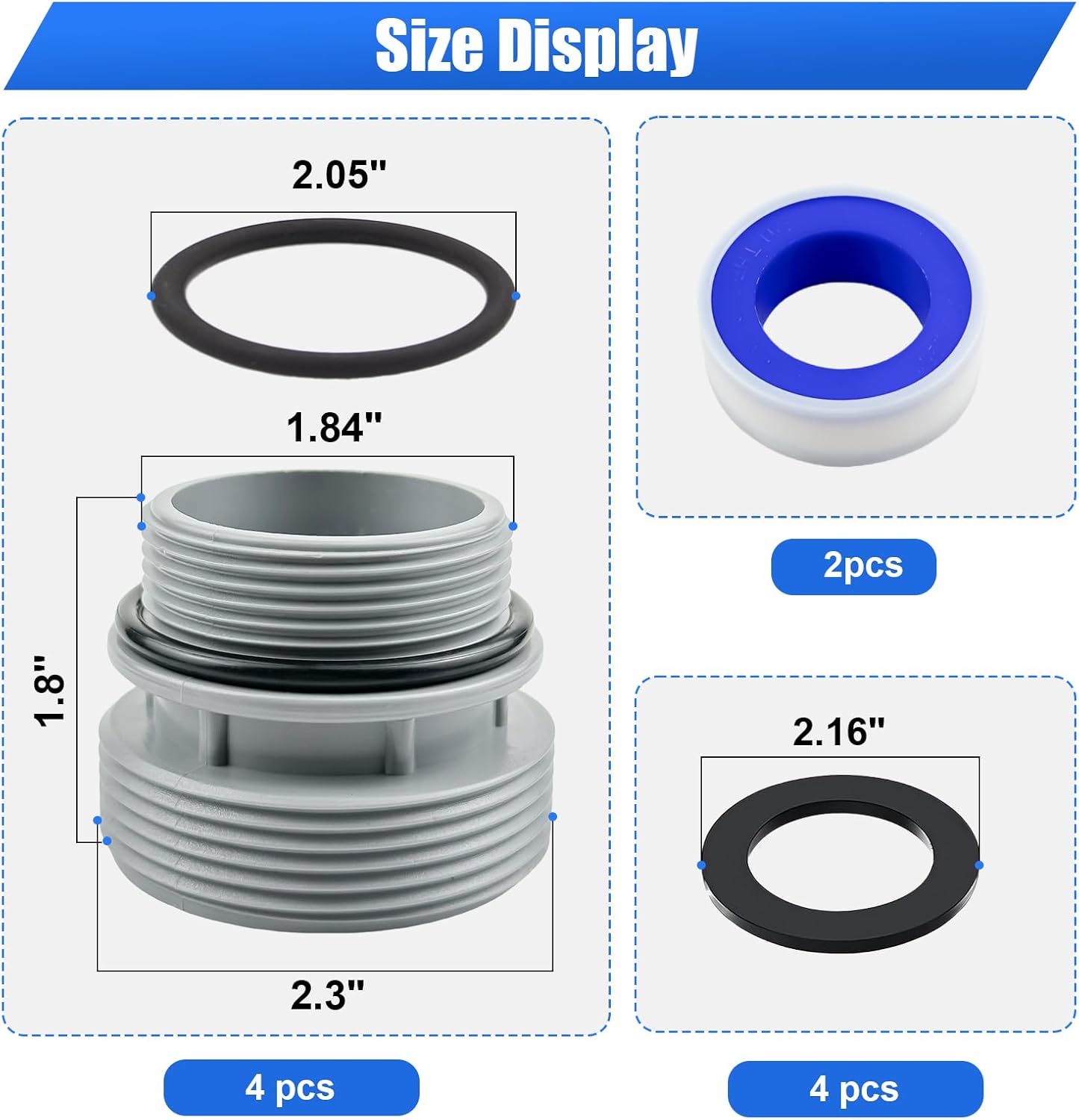 Kit 4560 adaptadores manguera piscina 1.575" a 1 1/2