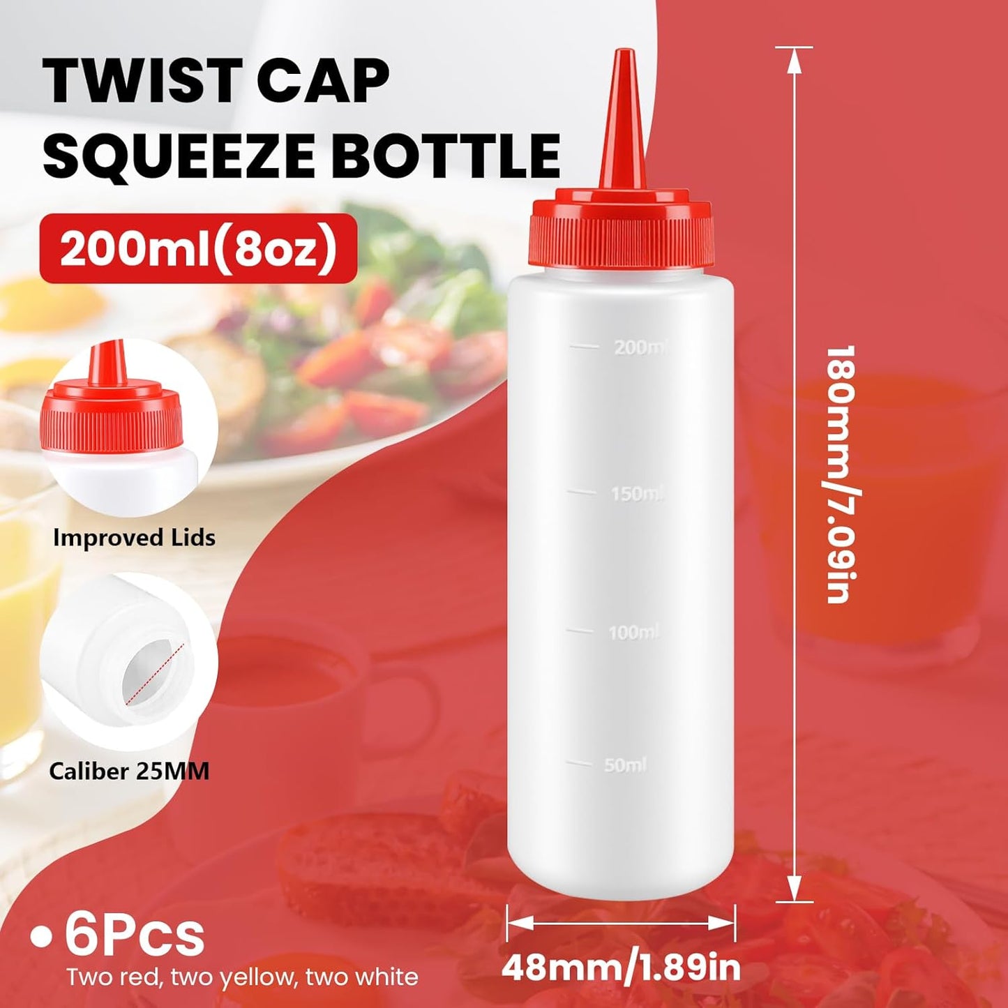 Juego botellas exprimibles 8oz para cocina salsas y aderezos