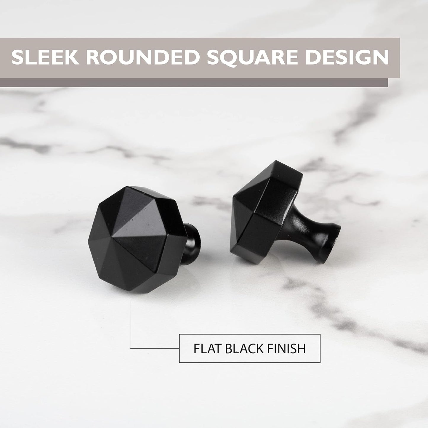 Pomo gabinete forma diamante negro 10 pzas 1pulg contemporáneo