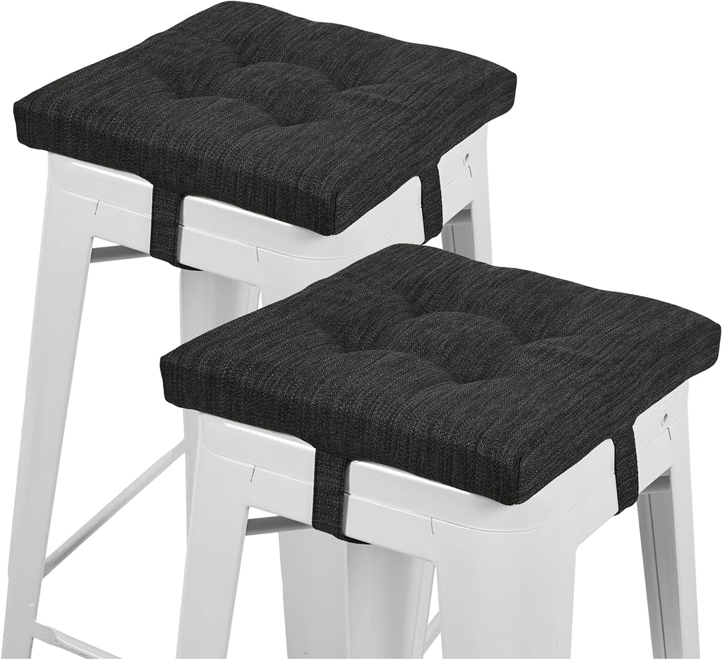 2 Cojines Viscoelástica 14pulg Asiento con Lazos Gris Negro