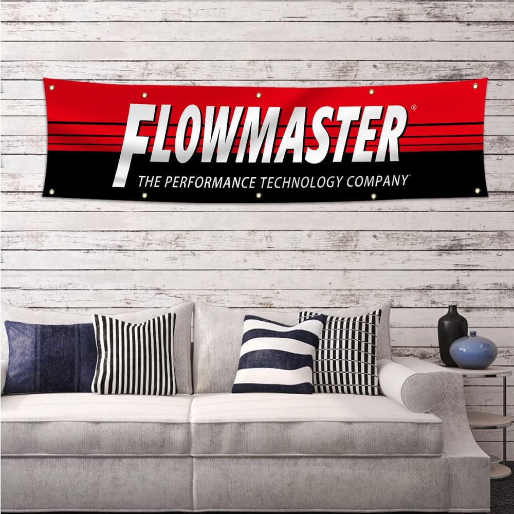 Cartel carreras coches comp Flowmaster para garaje hombre
