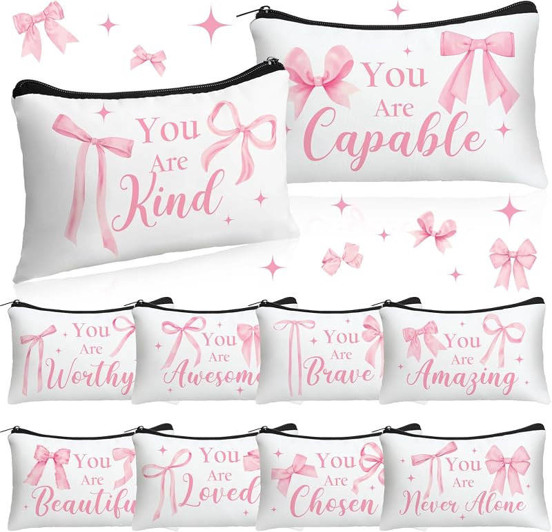 10 Bolsas Cosméticos Regalo Mujer Iglesia Versículos Rosa