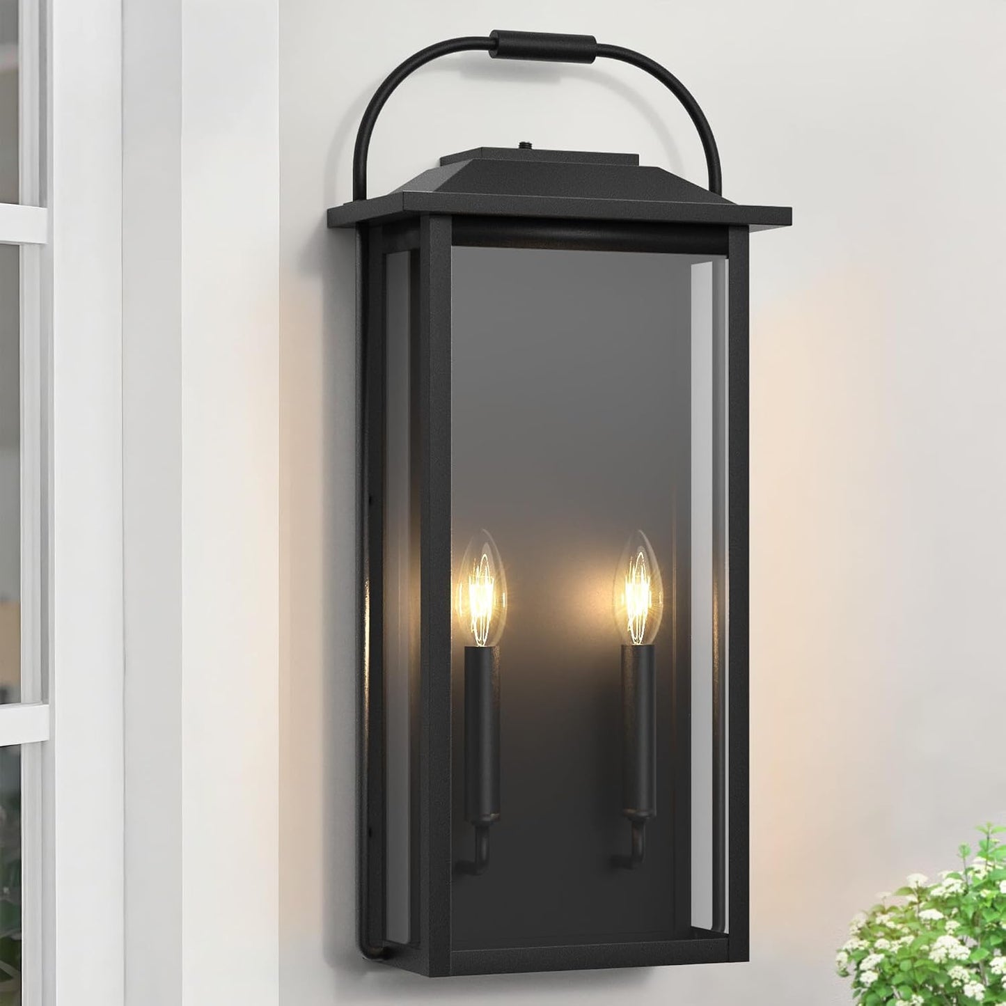Lámpara pared exterior 24pulg 2 luces negra mate impermeable
