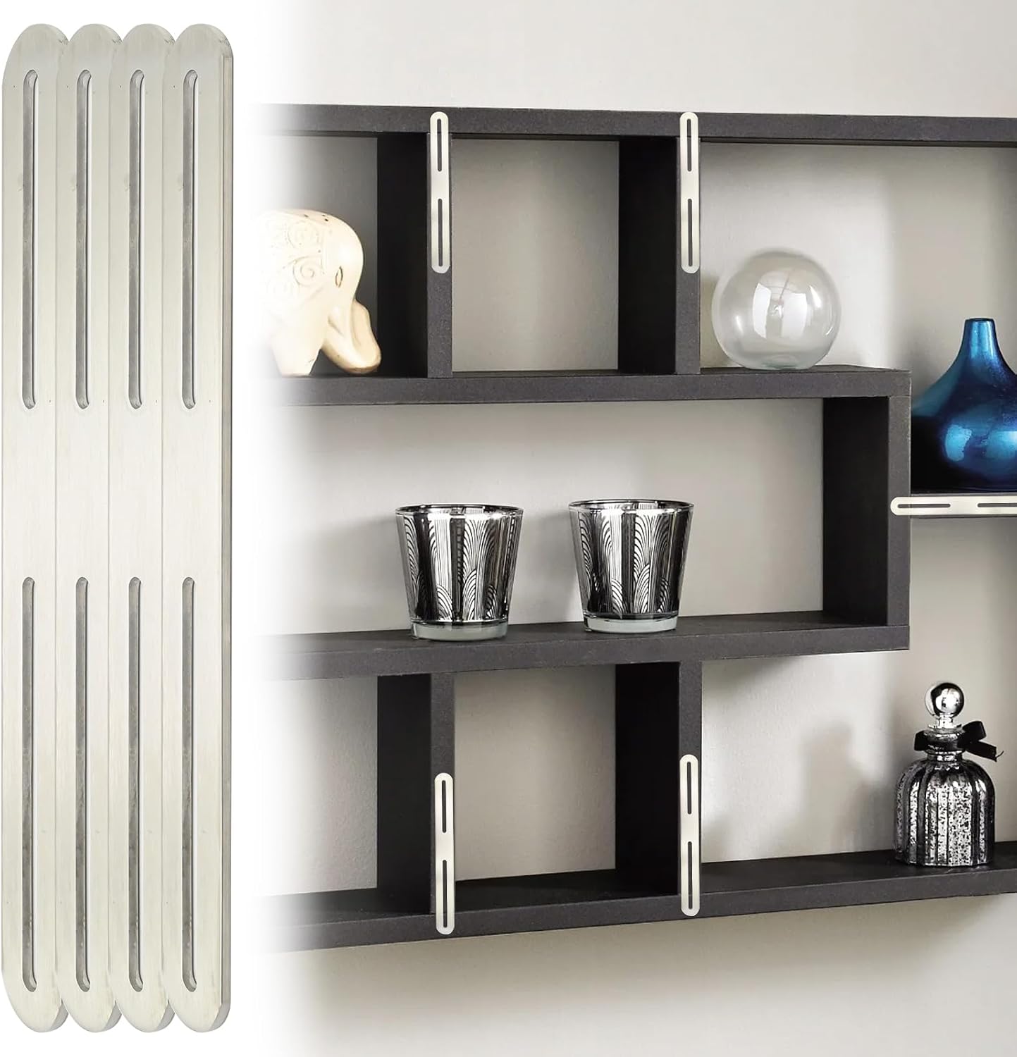 4 Soportes Acero Inox Plana Garaje Hogar Oficina 8.27x0.94pulg
