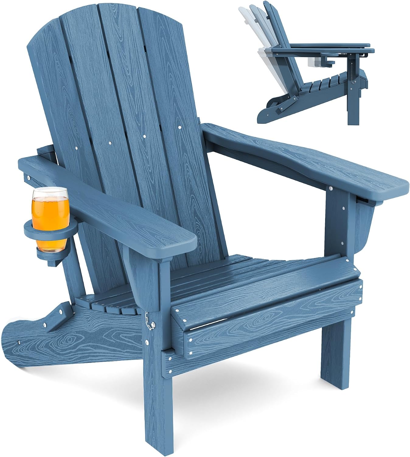 Silla Adirondack Plegable Ajustable con Portavasos HDPE