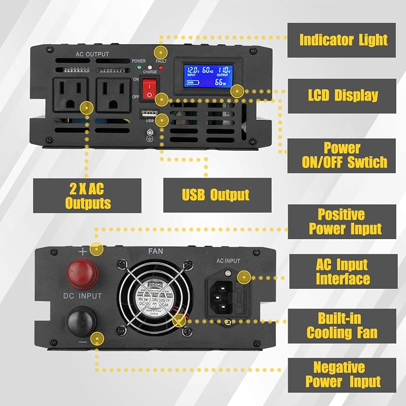 Sistema respaldo bomba sumidero 1500w sin batería lcd negro