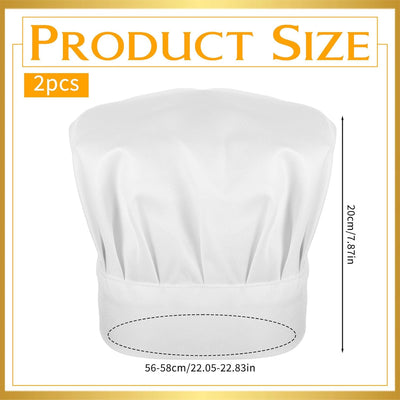 Set 2 Sombreros Chef Ajustables Adultos Profesional Blanco