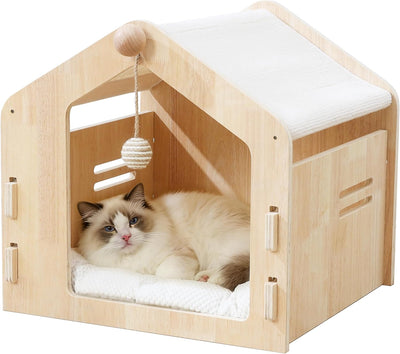 Casa para gatos con cama acolchada y bola
