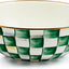 Tazón esmalte cuadro esmeralda verde y blanco