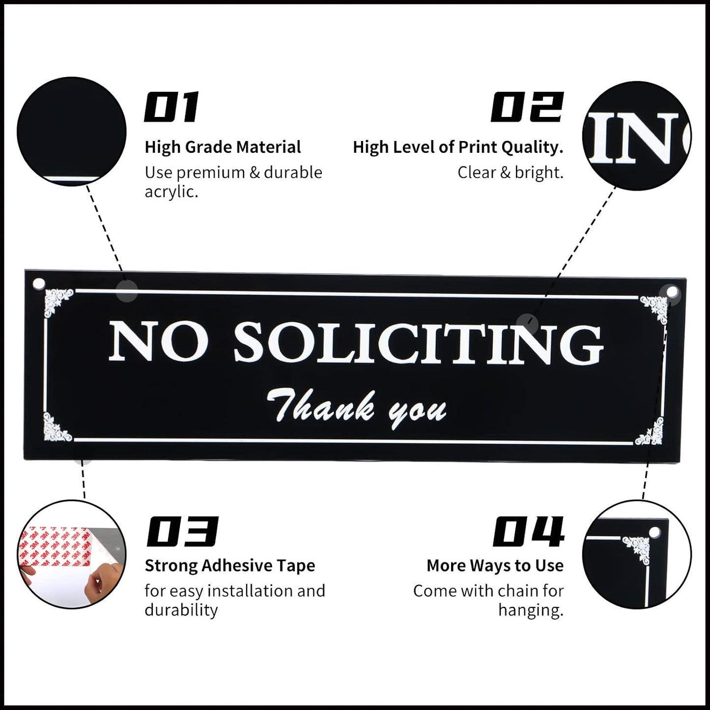 Letrero no solicitar autoadhesivo para puerta hogar