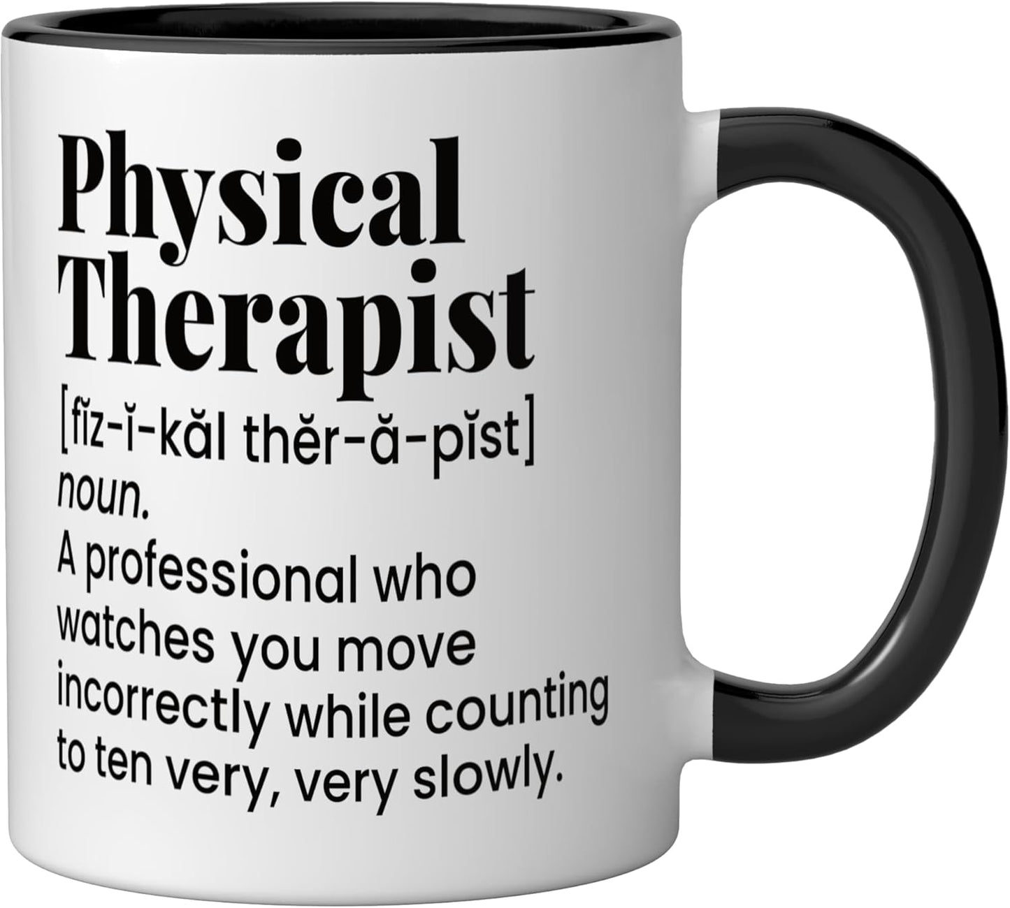 Taza Cerámica Humorística para Terapeuta Físico Negro/Blanco