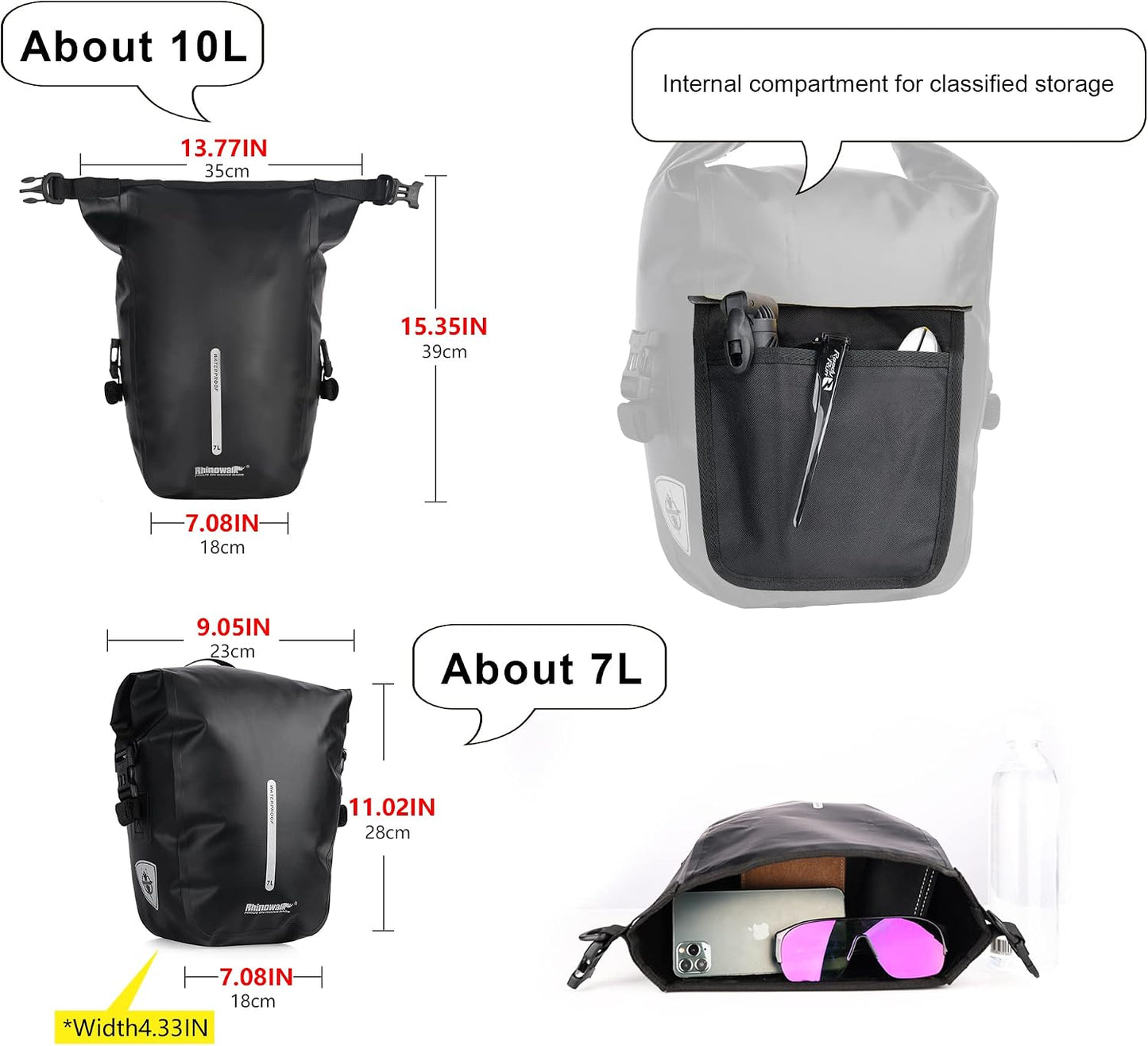 Bolsa alforja bicicleta 7L impermeable correa hombro