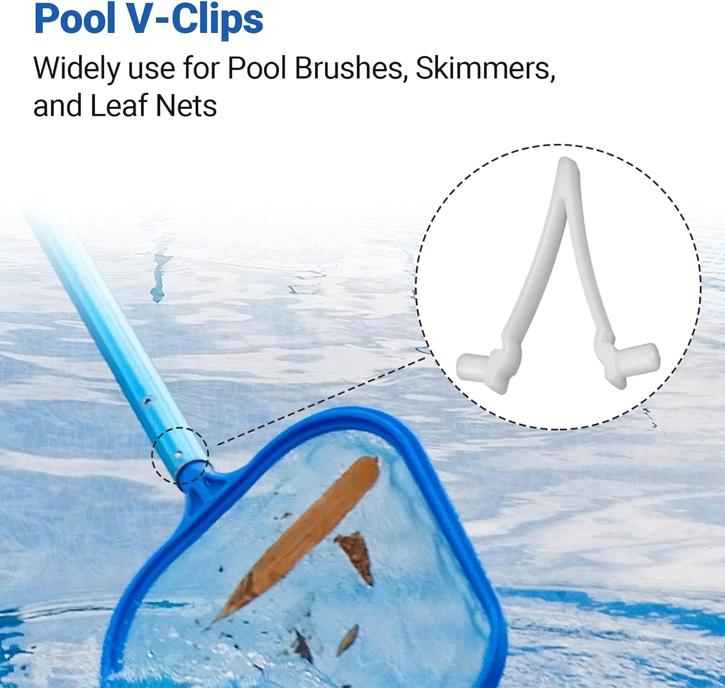 Clips V plástico para cepillo piscina y poste