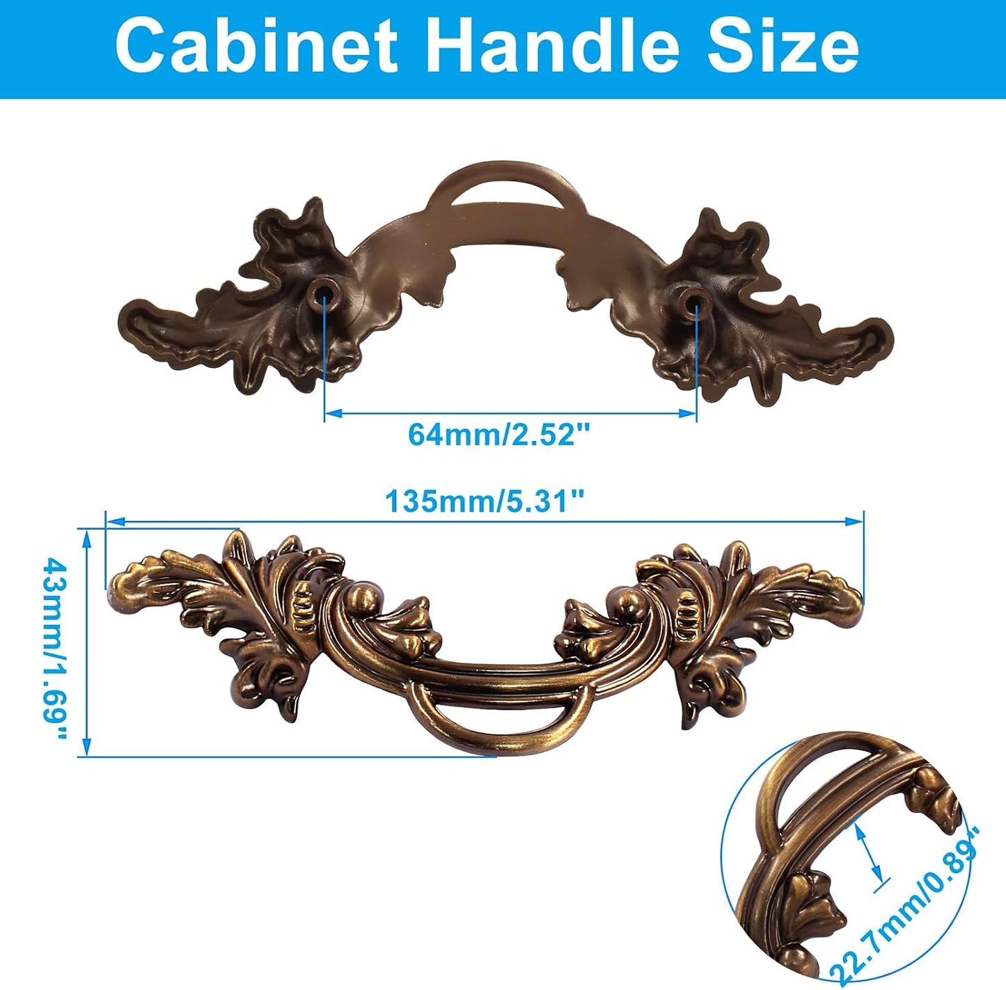 6 Tiradores Vintage para Gabinetes y Cajones Estilo Shabby Chic