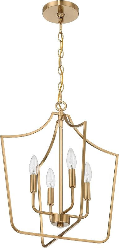 Lámpara techo candelabro metal 4 luces color dorado