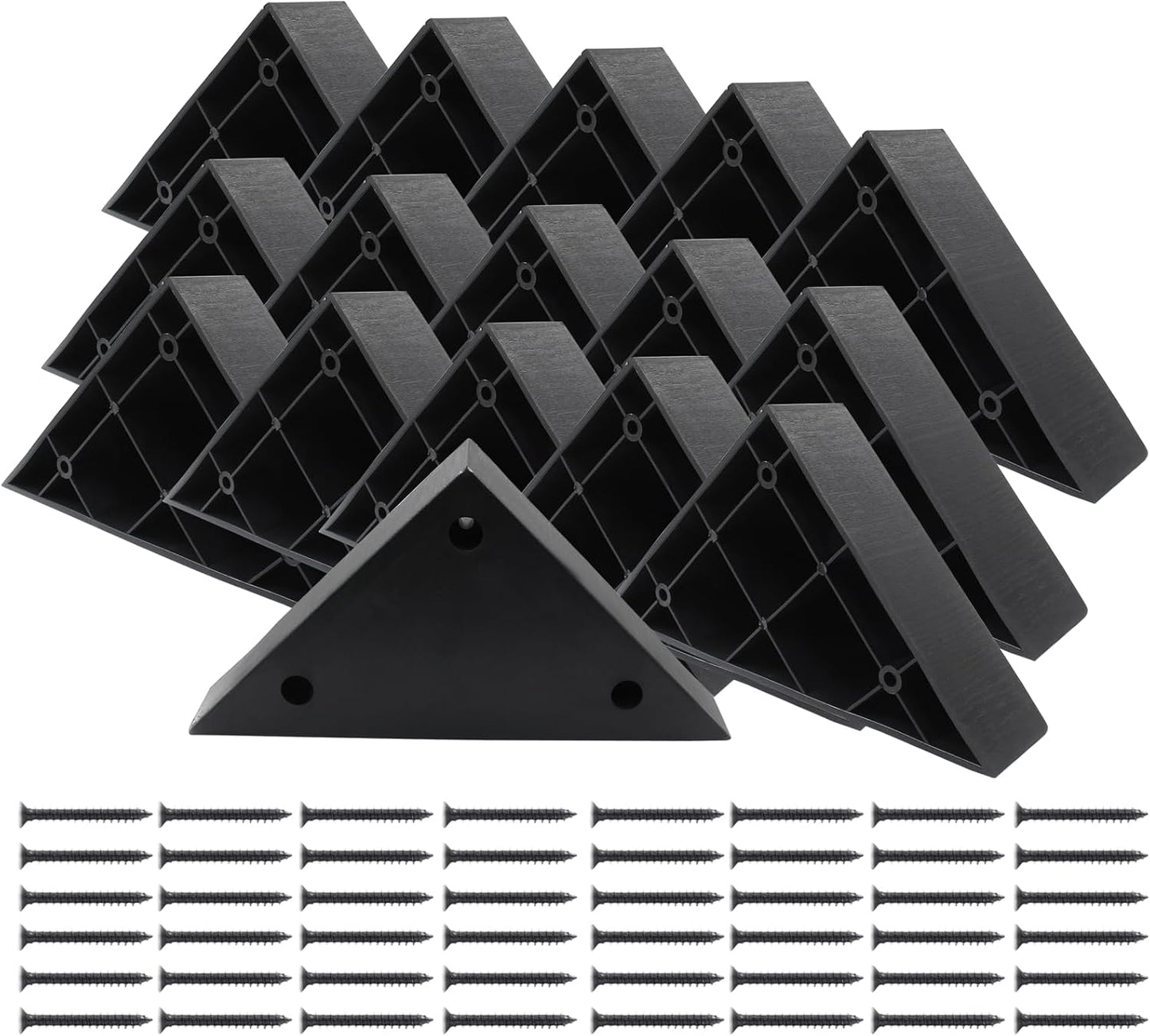 16 Pzas Patas Sofá Plástico Triangulares Negro 1.65pulg