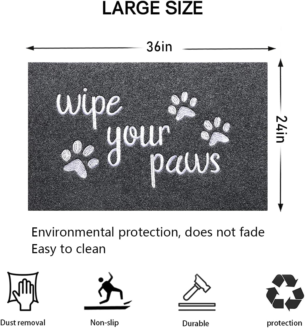 Tapete entrada 24x36pulg antiderrap texto Wipe Your Paws