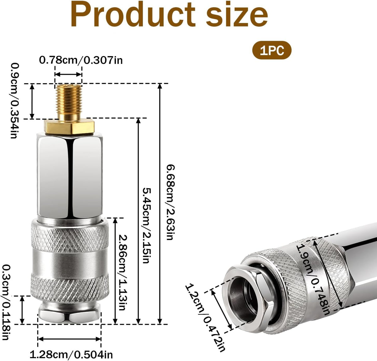 Adaptador inflador neumáticos compresor aire dorado