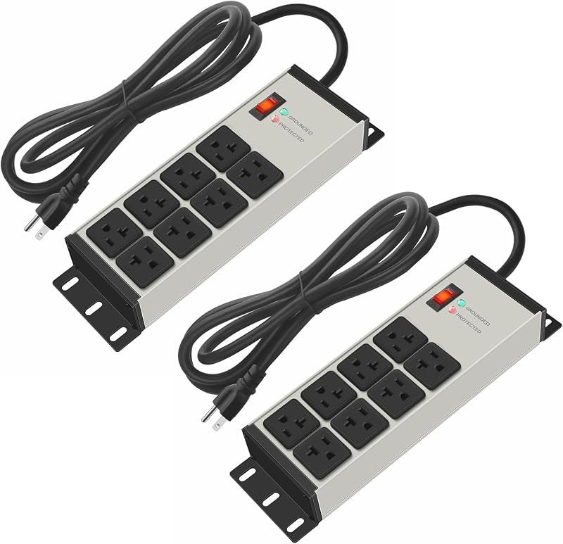 2 Regletas enchufes 20 AMP 8 tomas taller garaje
