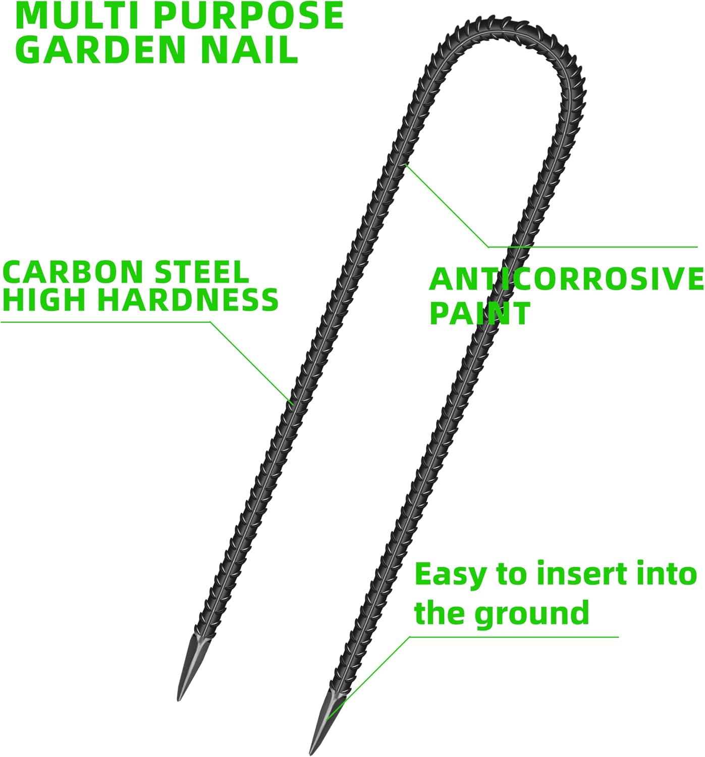 11 Pzas Estacas Suelo Jardín 12" Acero Galvanizado