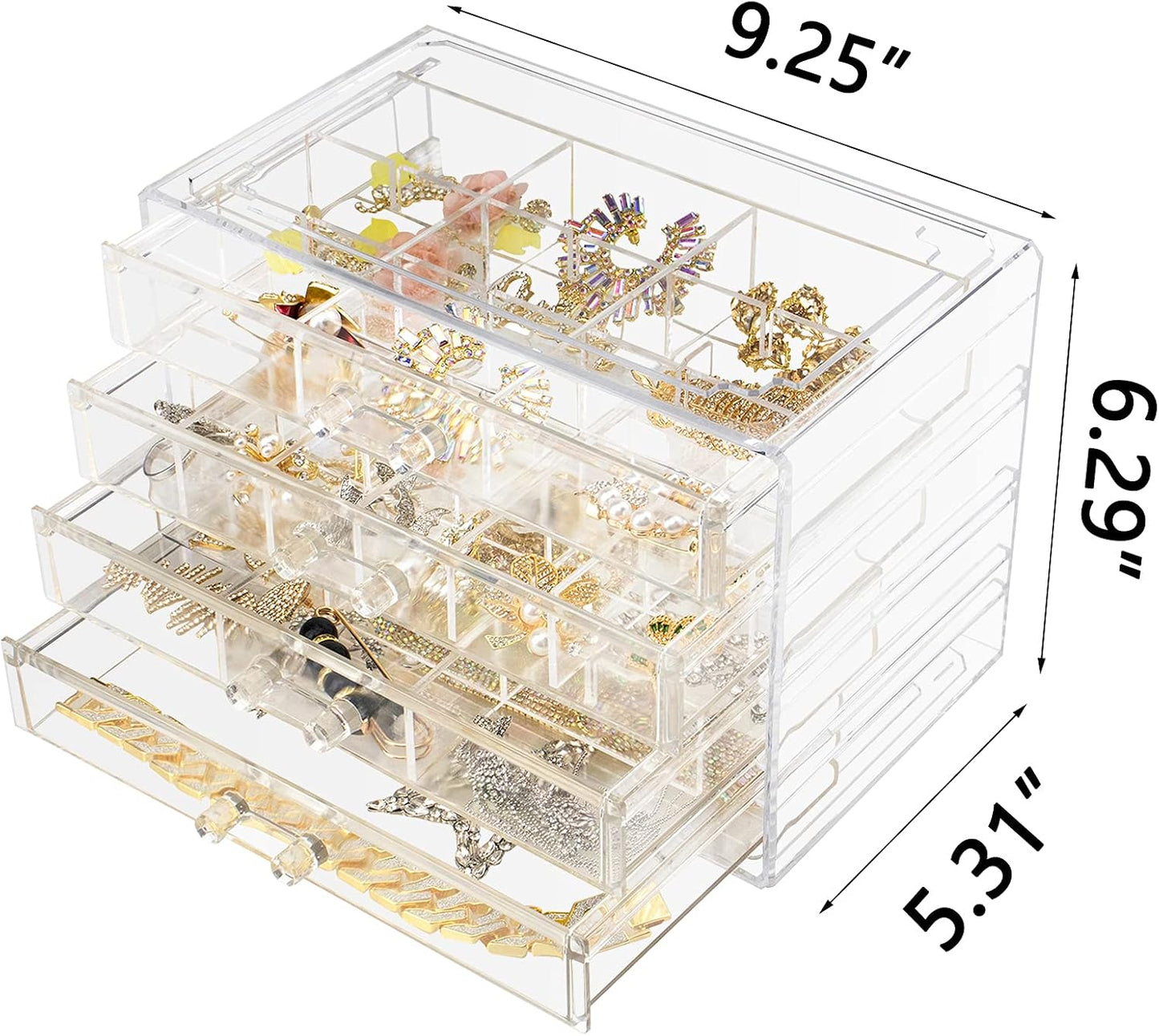 Caja organizadora joyas acrílico 72 rejillas ajustables