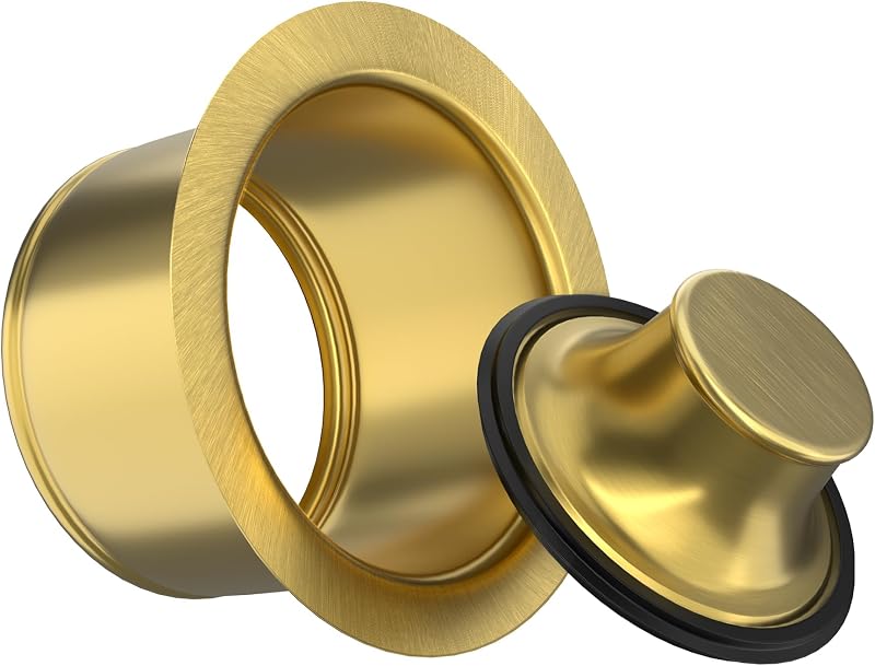 Brida drenaje fregadero con tapón 3.5" cepillado dorado