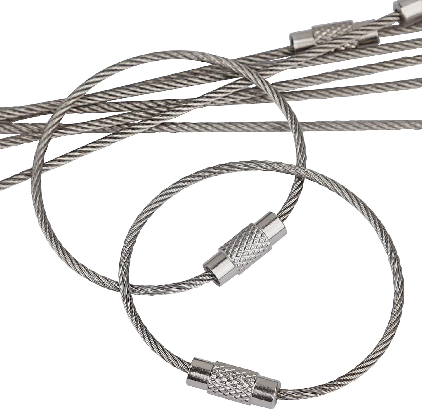 Llavero alambre acero inox 5/10 pulg 20/50/100 uds